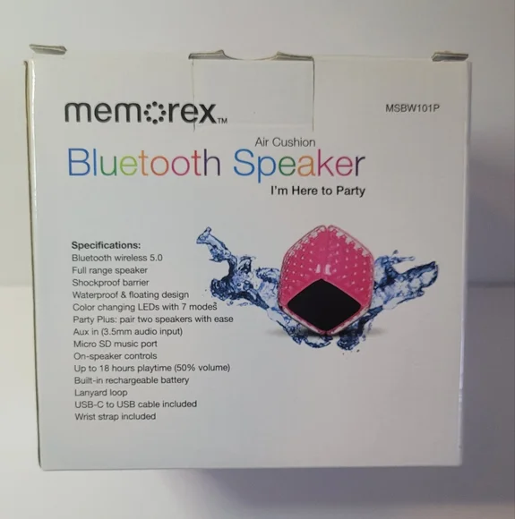 Memorex Air Cushion Pink Bluetooth Waterproof Speaker